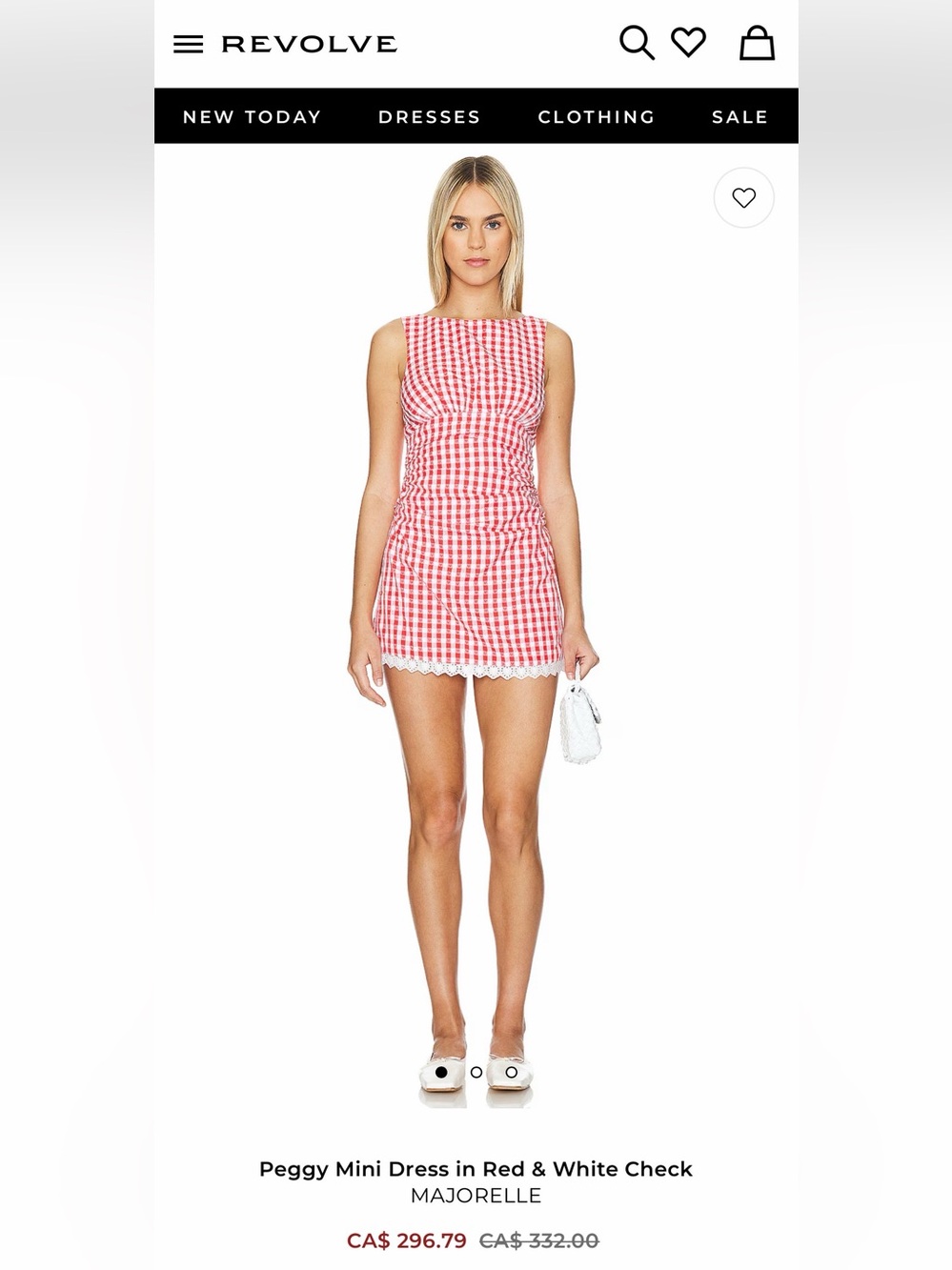 MAJORELLE Red & White Gingham Sleeveless Mini Dress Size Medium